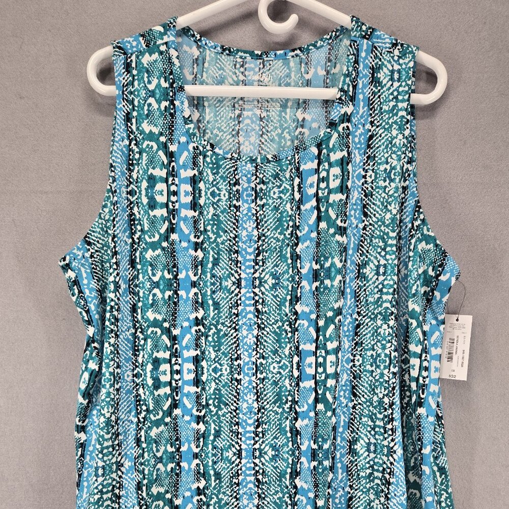 East 5th Women's Plus Size Tank Top, Serena Animal Print, 1X, NWT